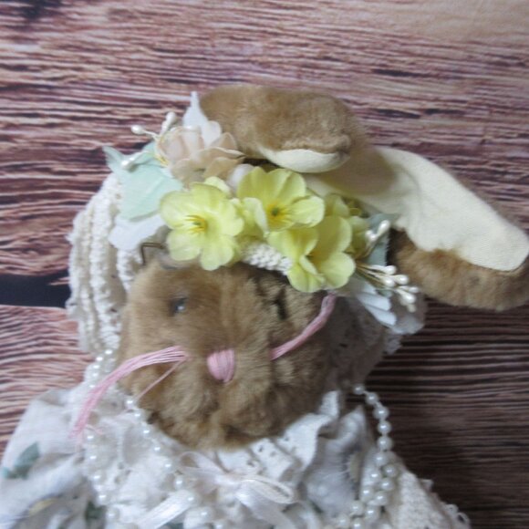 Granny Nana 18" Plush Rabbit with Dress Flowered Hat Scarf Glasses - Picture 2 of 8